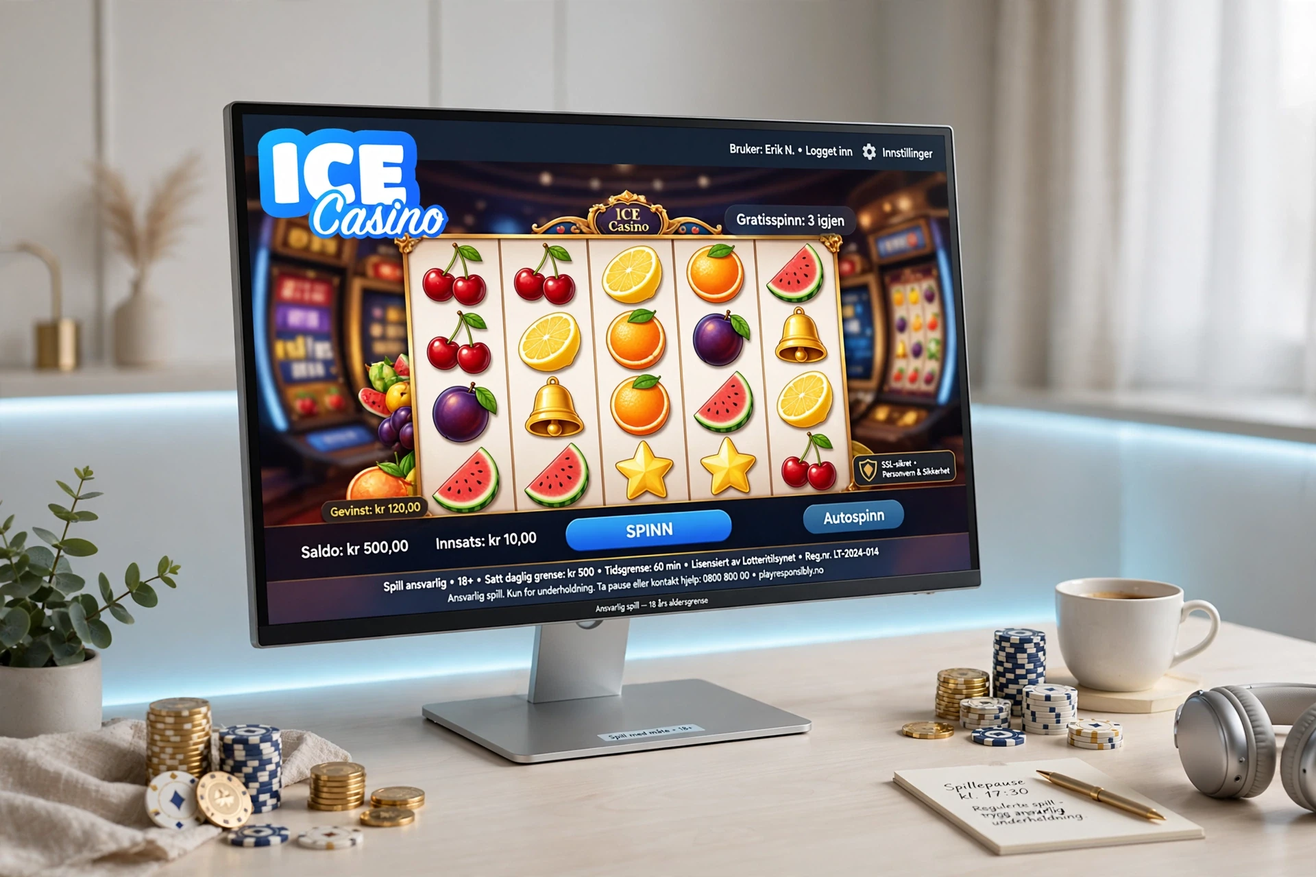 spilleautomater på skjerm ICE CASINO